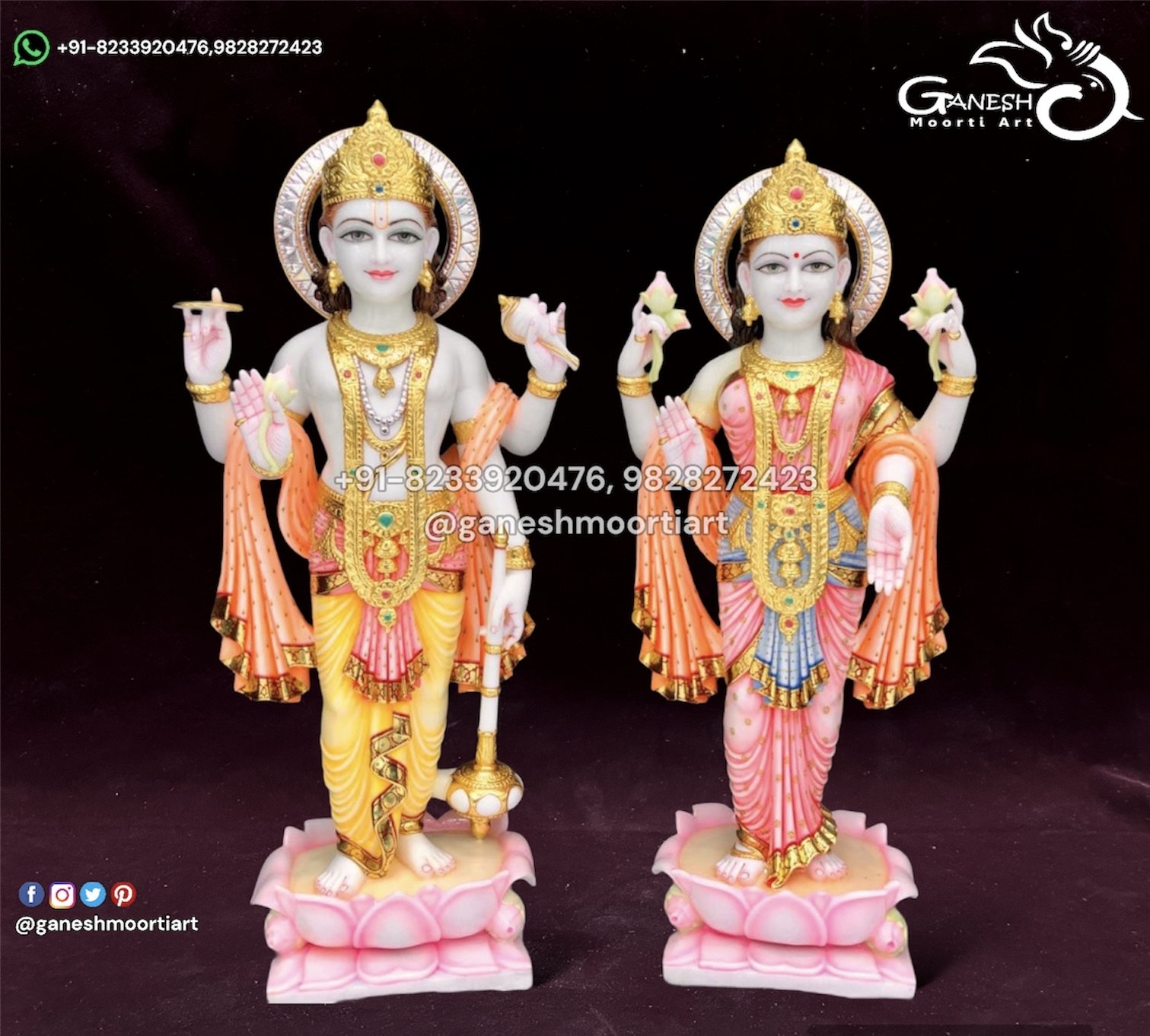 Standing Lakshmi Narayan Marble Moorti 